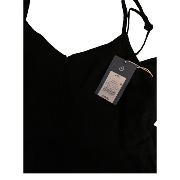 NWT Black Tie-Back A-Line Dress Midi Length Side Slit XXL - Picture 9 of 9